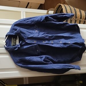 Field & Stream heather blue thick 100% cotton long slv shirt 2 pocket XXL EUC…